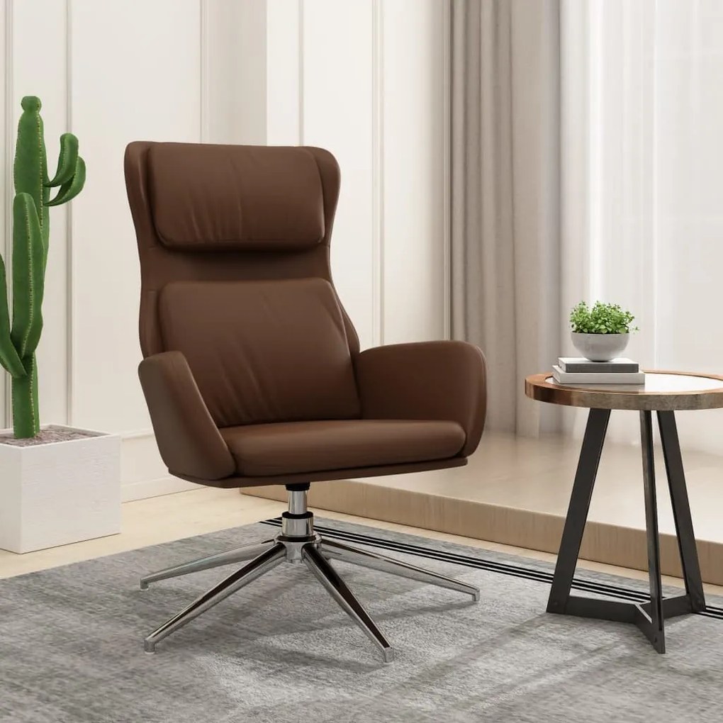 vidaXL Cadeira de descanso couro artificial castanho brilhante