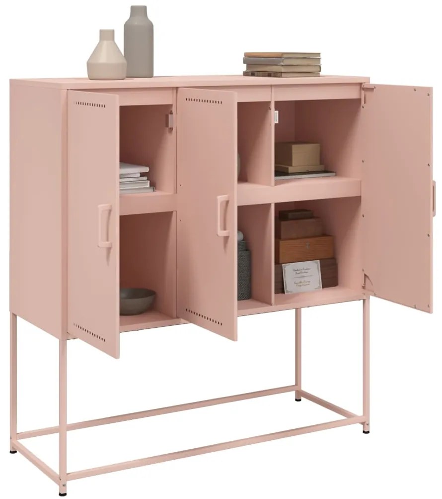Aparador alto 100,5x39x107 cm aço rosa