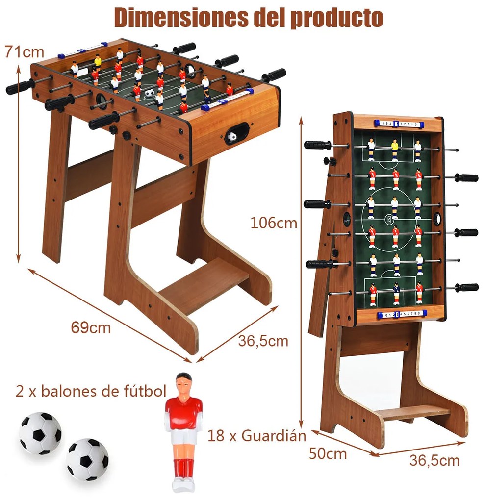 Mesa de matraquilhos dobrável com 2 mini-bolas e painel de avaliação para salas de jogos, festas e noites em família 71 x 36,5 x 69 cm