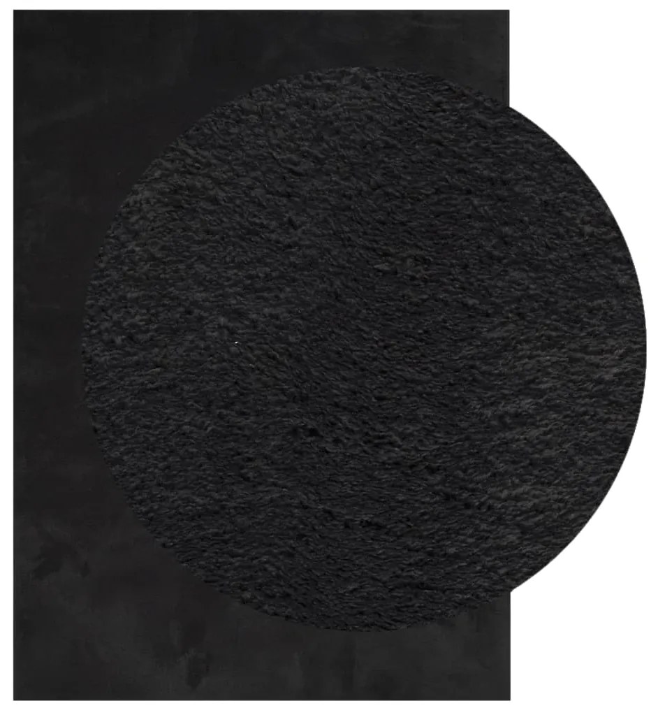 Tapete pelo curto macio e lavável HUARTE 120x170 cm preto
