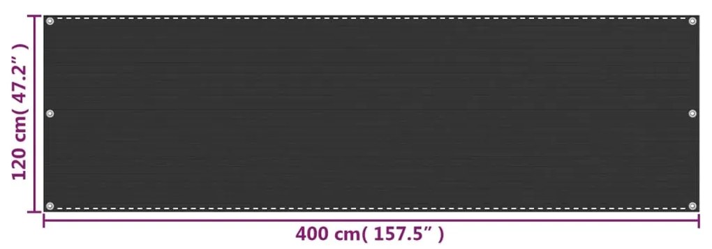 Tela de varanda 120x400 cm PEAD antracite