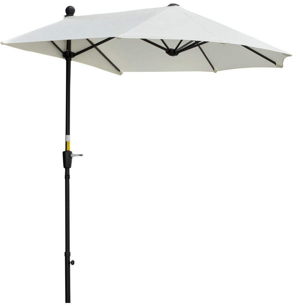 Chapéu de Sol de Parede 190x200x240cm Chapéu de Sol de Jardim com Manivela Mastro de Aço Base Cruzada e Proteção Solar para Terraço Balcão Creme