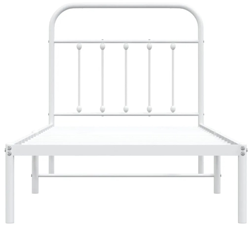 Estrutura de cama com cabeceira 90x200 cm metal branco