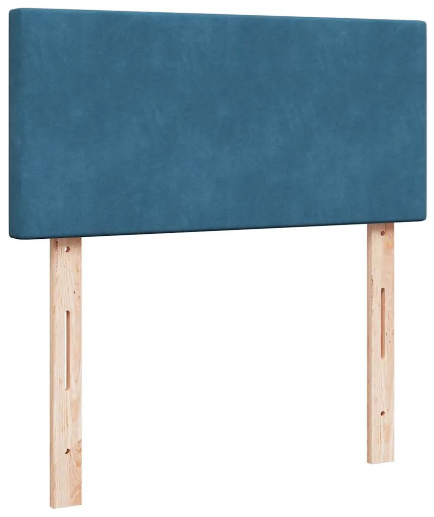 Cama boxspring com colchão 100x200 cm veludo azul