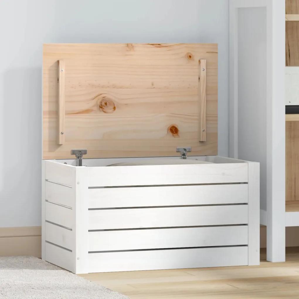 Caixa de arrumação 59,5x36,5x33 madeira de pinho maciça branco