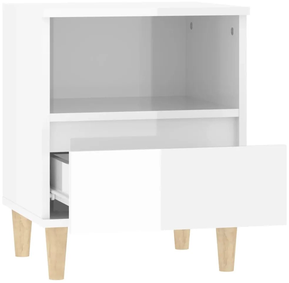 Mesas de cabeceira 2 pcs 40x35x50 cm branco brilhante
