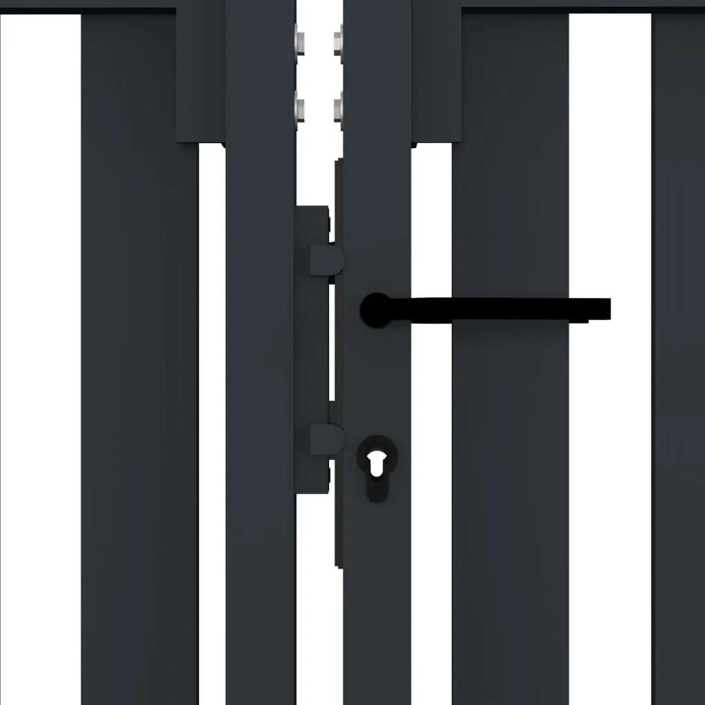 Portão de cerca com porta dupla 306x200 cm aço antracite