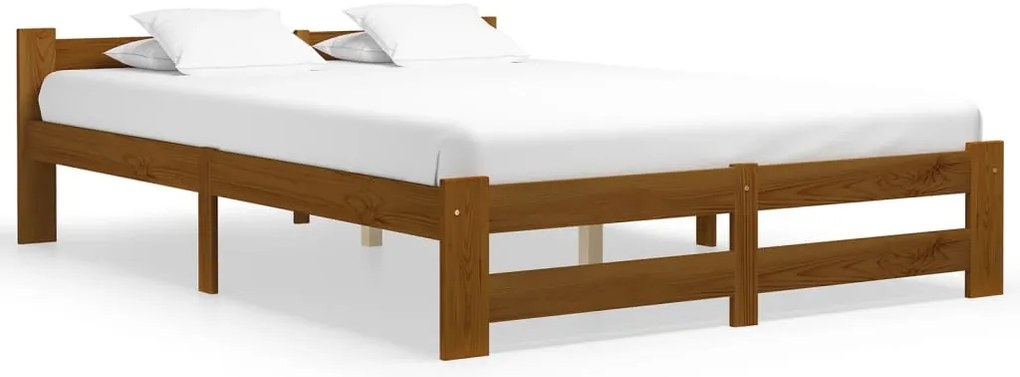 Estrutura de cama 120x200 cm madeira pinho maciço castanho mel