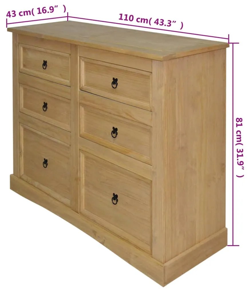 Aparador Corona Range 110x43x81 cm pinho mexicano