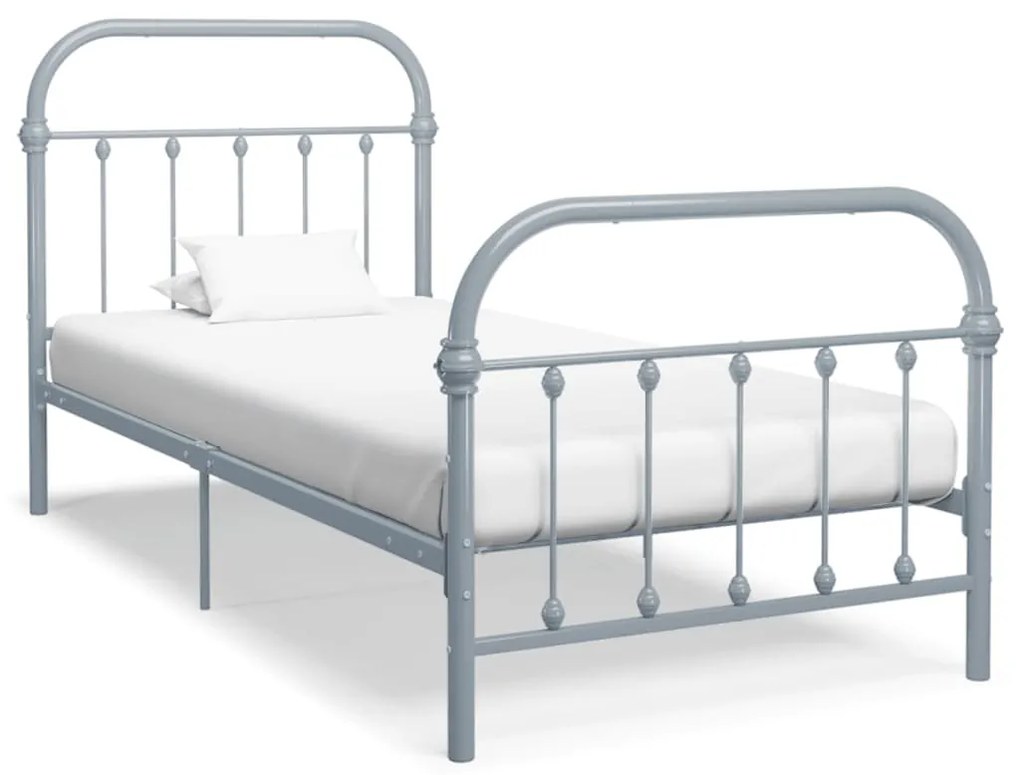 vidaXL Estrutura de cama 100x200 cm metal cinzento