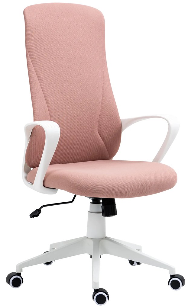 Vinsetto Cadeira para Escritório Ergonómica com Altura Ajustável Função de Inclinação e Encosto Alto 62x56x110-119,5 cm Rosa | Aosom Portugal