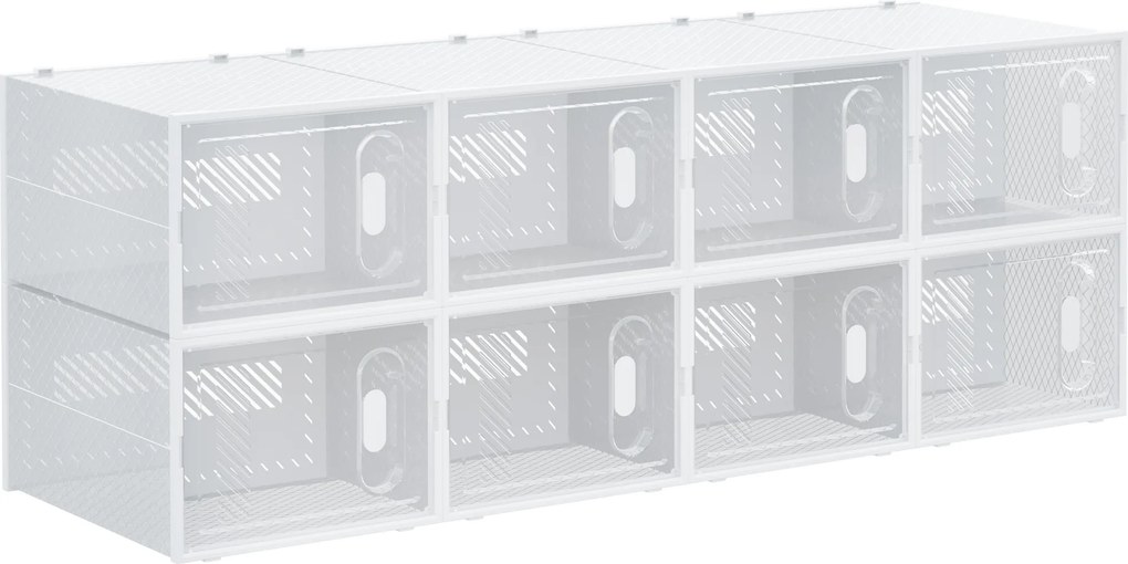 HOMCOM Sapateira Modular Plástico 8 Cubos Portas Magnéticas Organizador Sapatos 28x36x21cm Transparente | Aosom Portugal