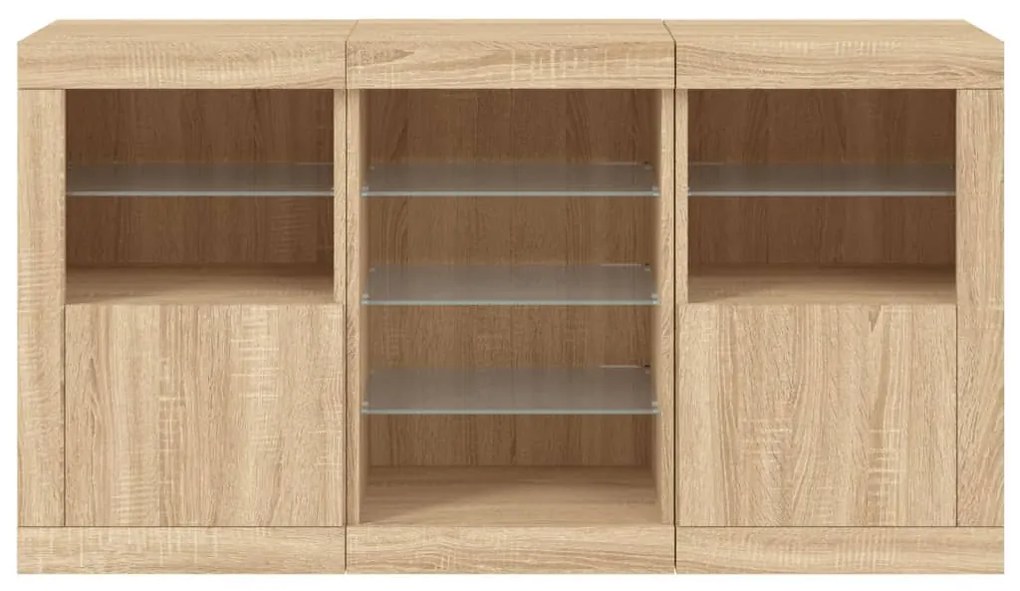 Aparador com luzes LED 123x37x67 cm carvalho sonoma