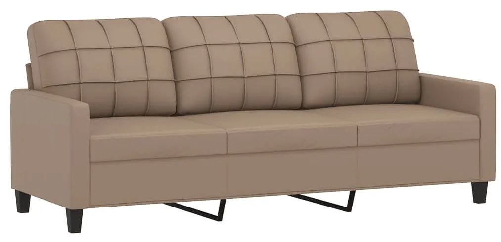 Sofá 3 lugares c/ apoio pés 180 cm couro artificial cappuccino