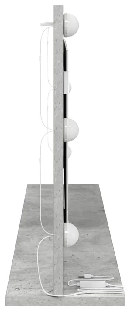 Espelho de Maquilhagem com Luzes LED Cinza Concreto 100x45x18 cm