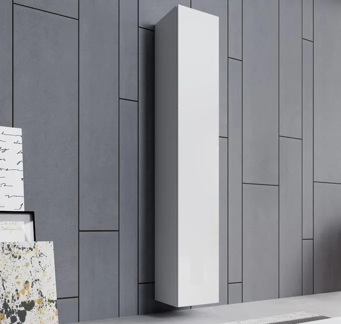 Armário de Parede Aitana O2 – 30x180 cm – Branco Brilho