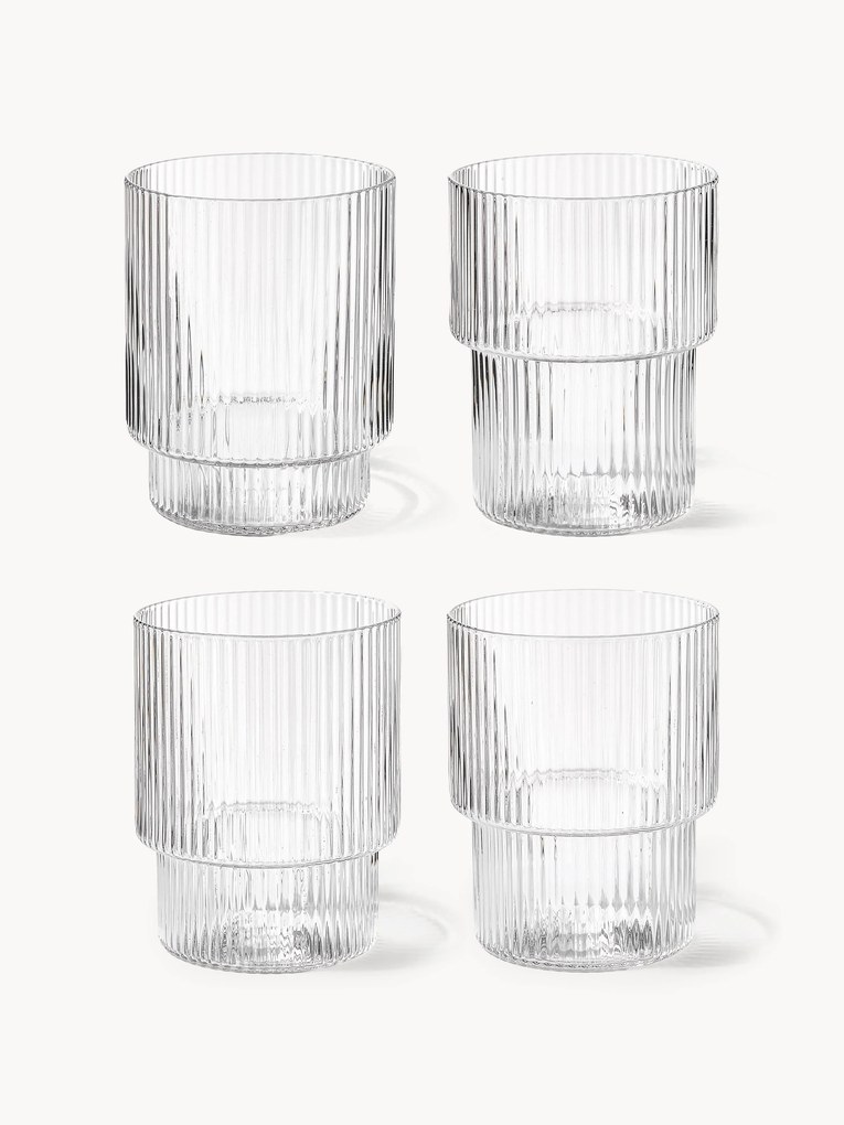 Copos artesanais com padrão em relevo Ripple, 200 ml, conjunto de 4