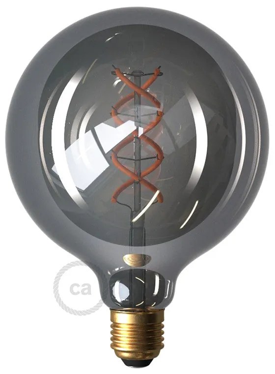 LED Smoky Light Bulb - Globe G125 Curved Spiral Filament - 5W E27 Dimmable 2000K