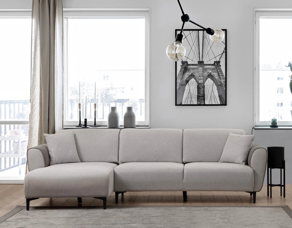 Sofá-Cama de Canto Aren – Cinzento – 150 x 260 cm