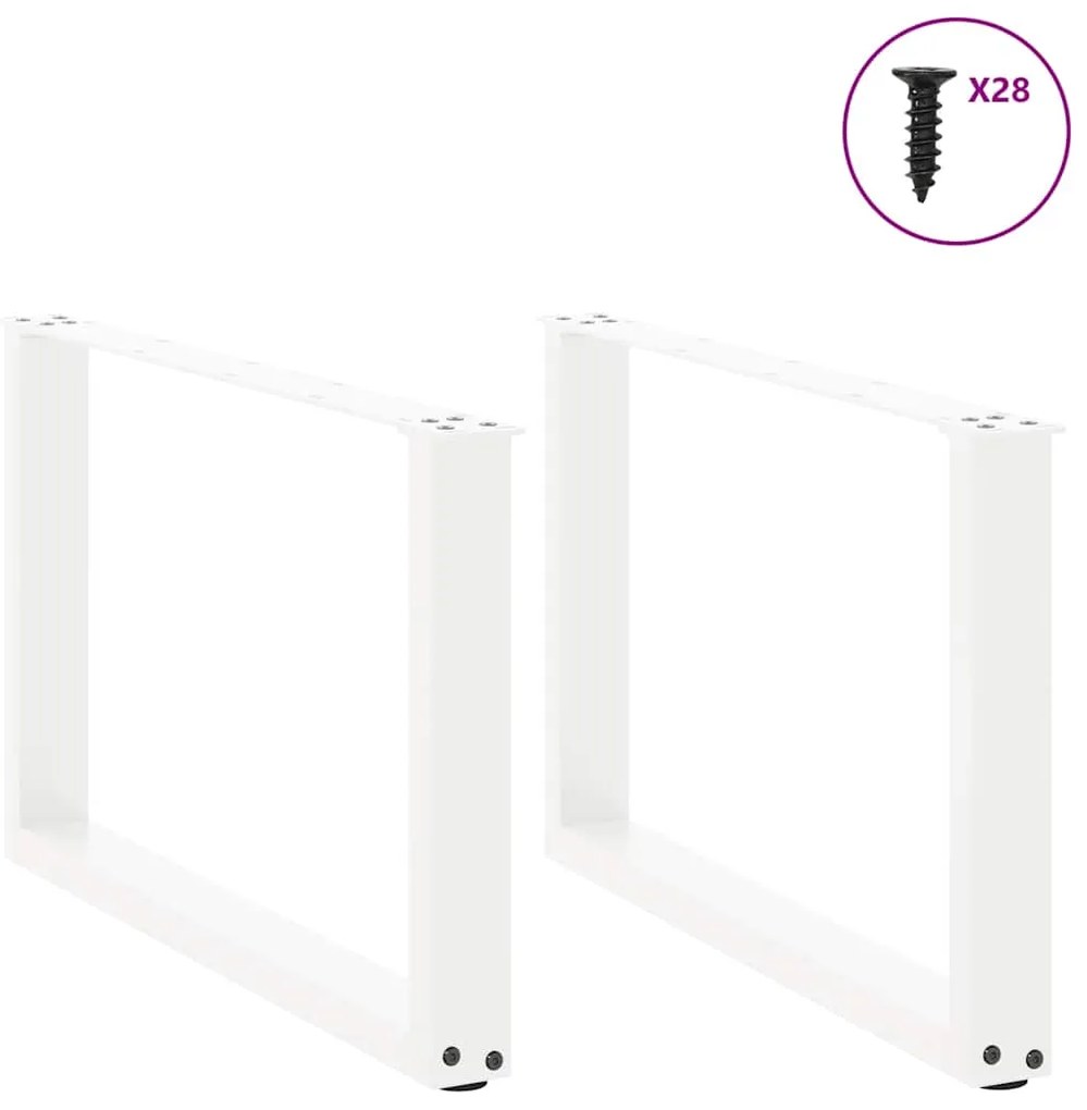 Pés para mesa de centro em formato de U, 2 peças, branco, 70x (42-43)