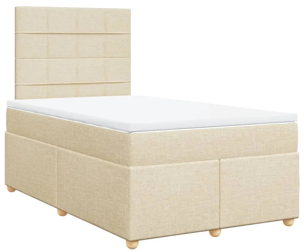 Cama boxspring com colchão 120x190 cm tecido cor creme