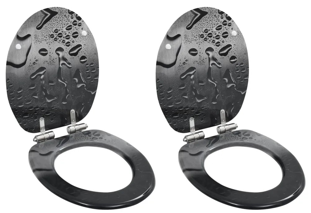 vidaXL Assentos sanita 2 pcs c/ tampas fecho suave MDF design gotas
