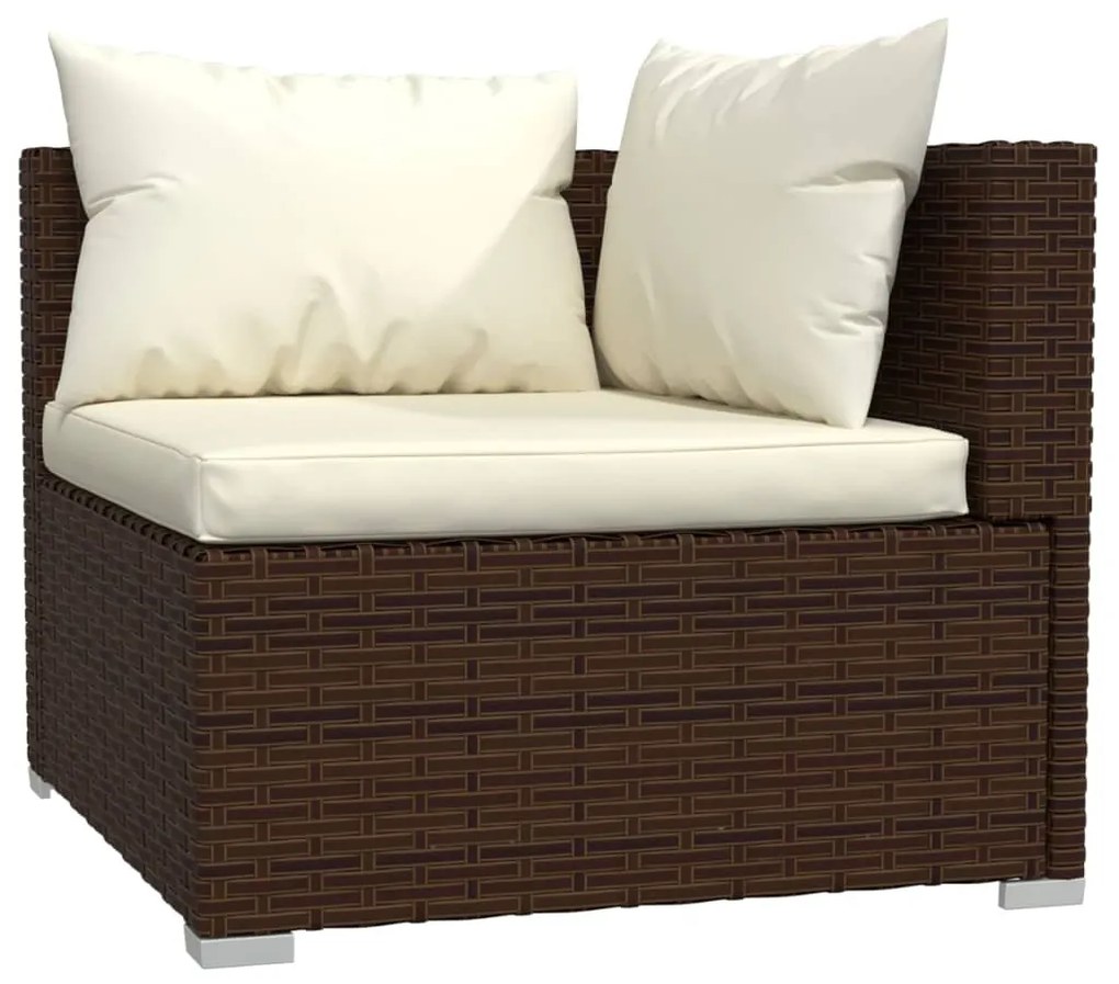 12 pcs conjunto lounge jardim c/ almofadões vime PE castanho