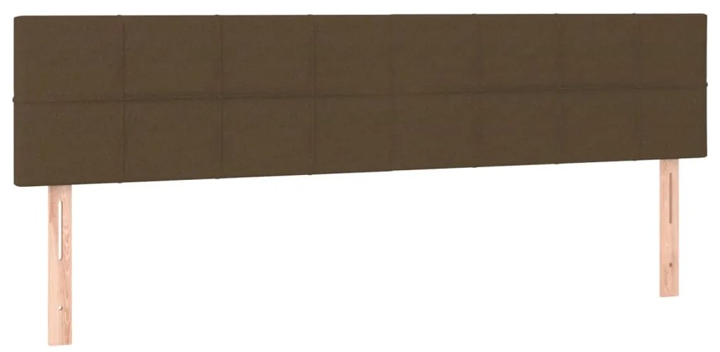 Cama box spring c/ colchão/LED 160x200cm tecido castanho-escuro
