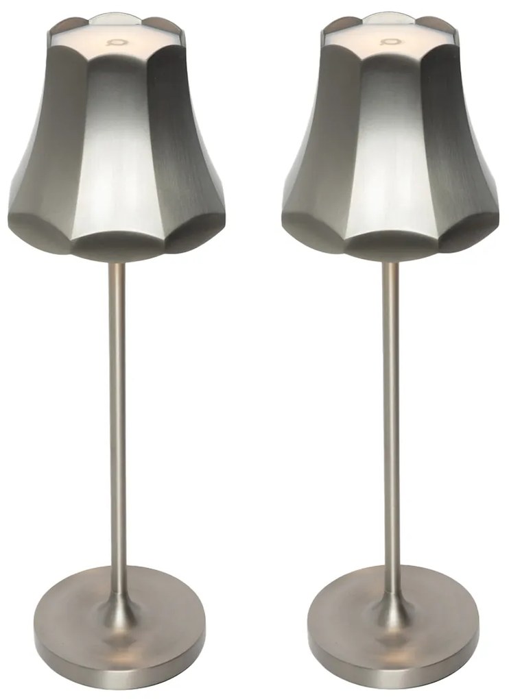 LED Conjunto de 2 Candeeiros de Mesa Retro Gunmetal Recarregáveis IP44 - Granny Retro