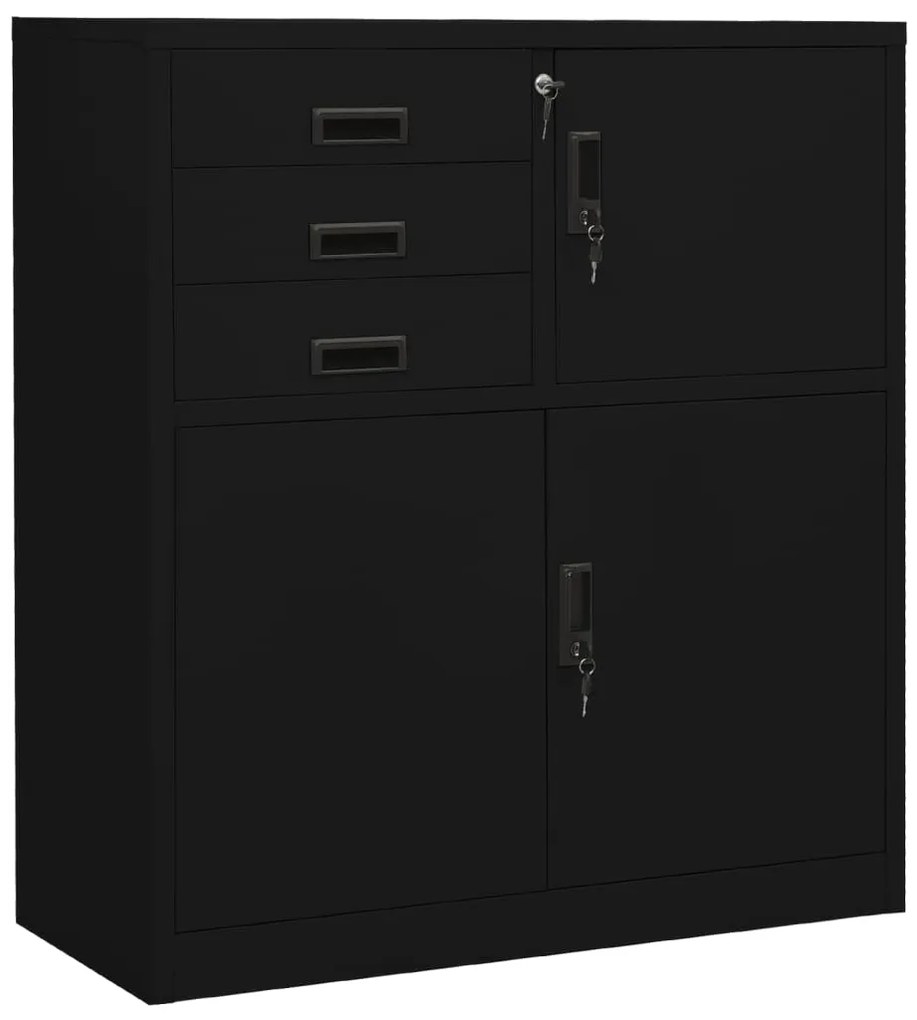 Armário de escritório 90x40x102 cm aço preto