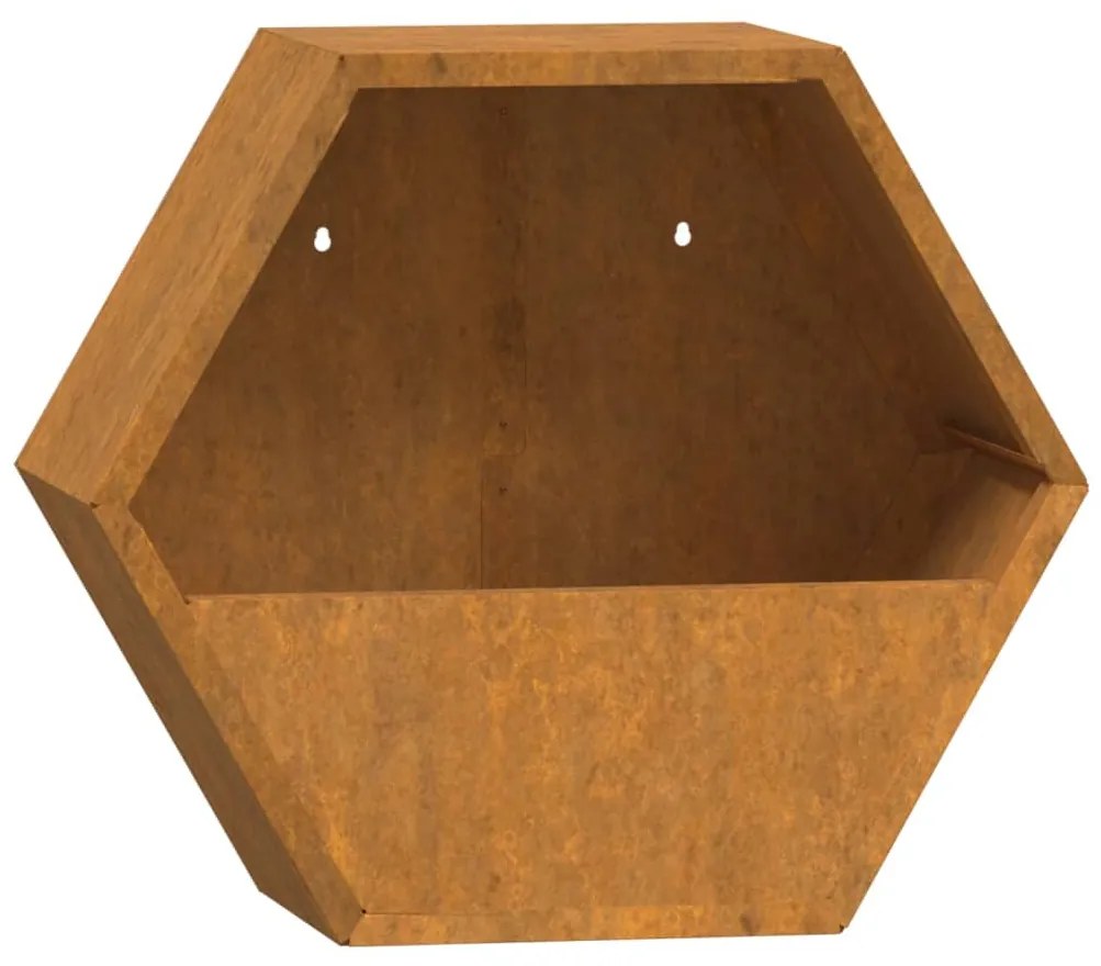 Vasos/floreiras de parede 2 pcs aço corten cor enferrujado