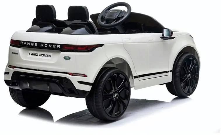 Land Rover, Range Rover Evoque 12v, Carro elétrico infantil módulo de música, assento de couro, pneus de borracha Branco