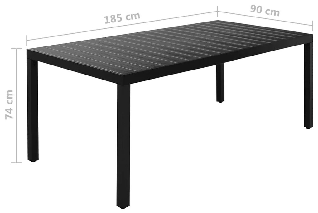 9 pcs conjunto de jantar para jardim alumínio preto