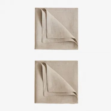 Pack De 2 Guardanapos Em Linho Zendan Beige Creme - Sklum