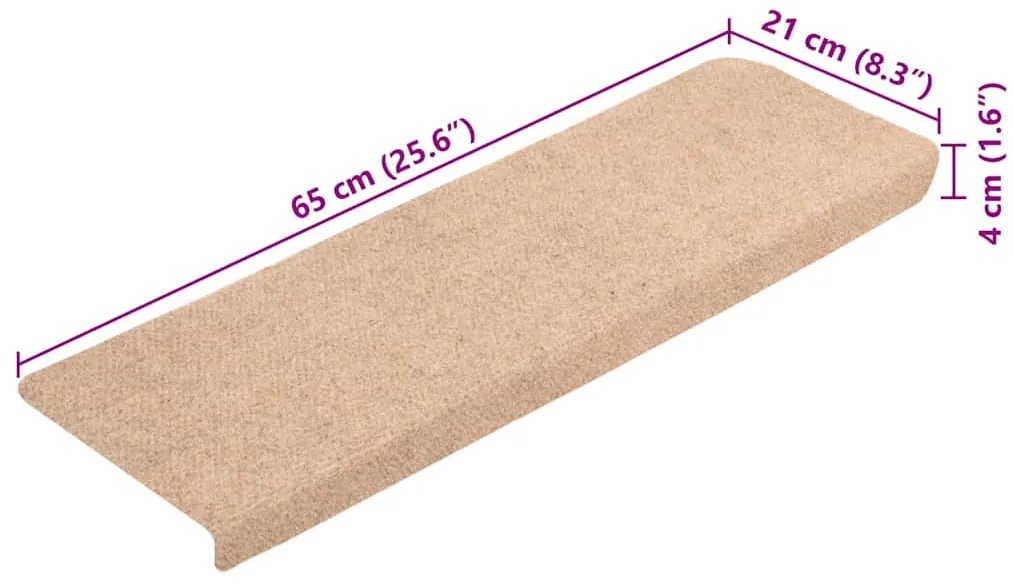 Tapetes de escada autoadesivos 20 pcs 65x21x4 cm creme