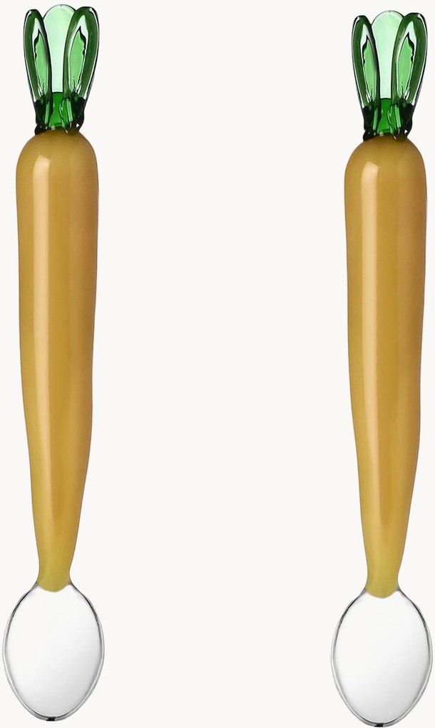 Colheres de vidro artesanais Carrot Vegetables, conjunto de 2, por Alessandra Baldereschi