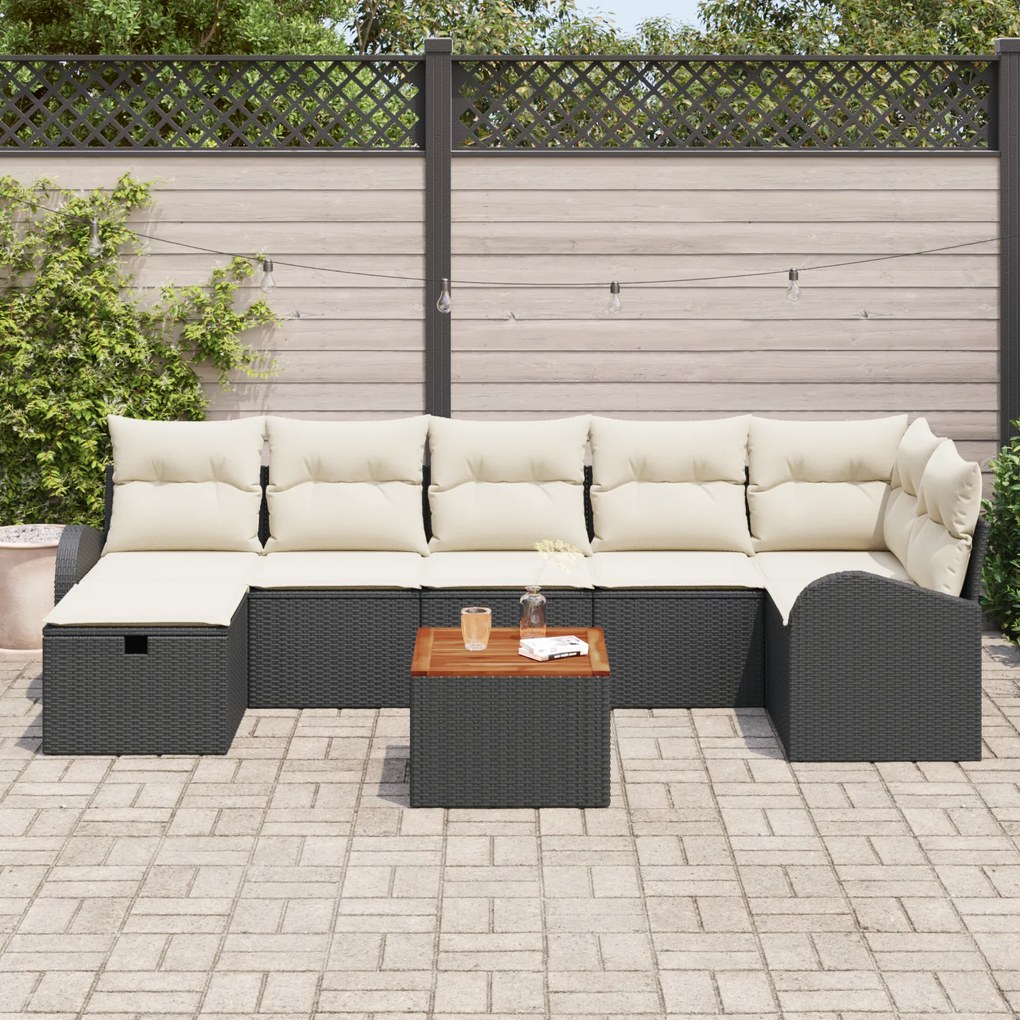 Conjunto de Sofá de Jardim vidaXL 8 Peças com Almofadas Rattan Sintéti