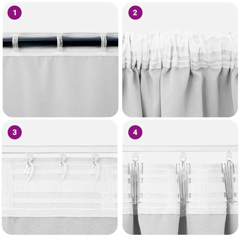Cortinas com cortinas 2 pcs Cinza Claro 245 x 140 cm Poliéster