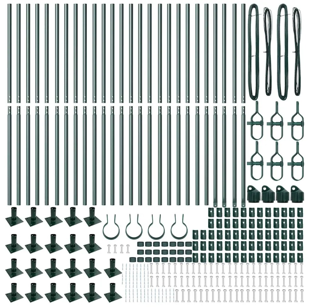 Posts de Cerca com base, 26 pcs, Ø32mm, 83,5cm, em Aço Galvanizado