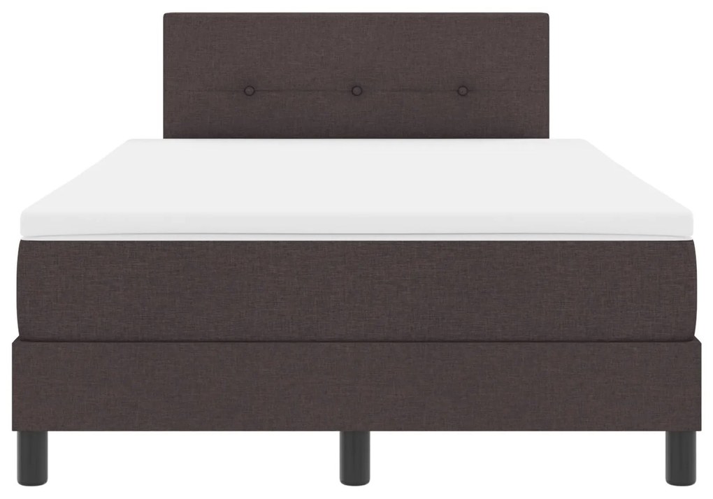 Cama Box Spring com Colchão & LED Marrom Escuro 120x190 cm Tecido