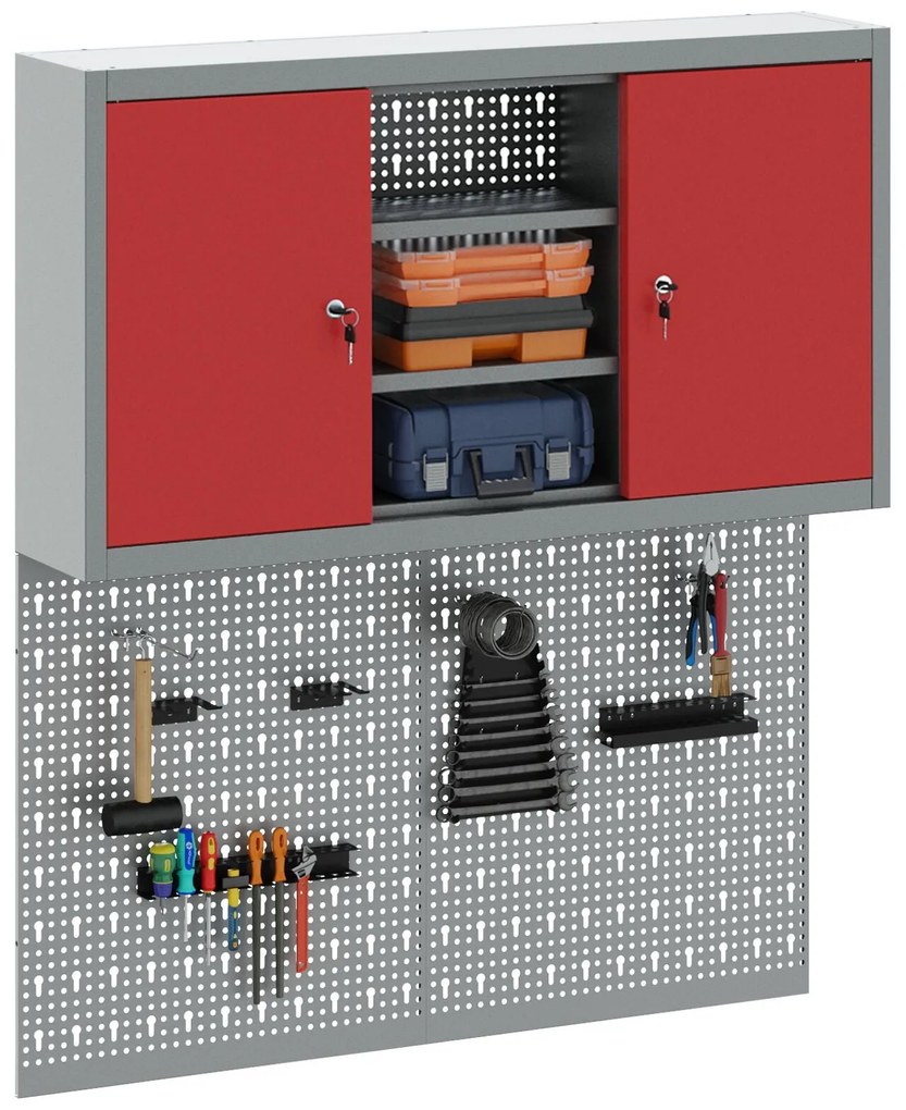 Conjunto de Armário e Painel de Ferramentas de 3 Peças Montado na Pare