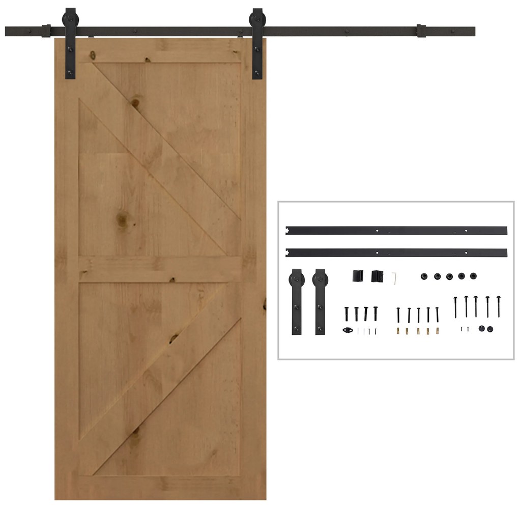 HOMCOM Kit Acessórios Porta Correr Deslizante Peças Metal Trilhos Rolo Aço Carbono Alta Durabilidade Instalação Fácil | Aosom Portugal