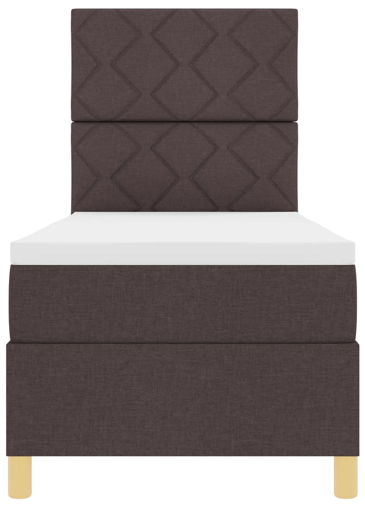 Cama Box Spring com Colchão Castanho Escuro 80x200 cm Tecido