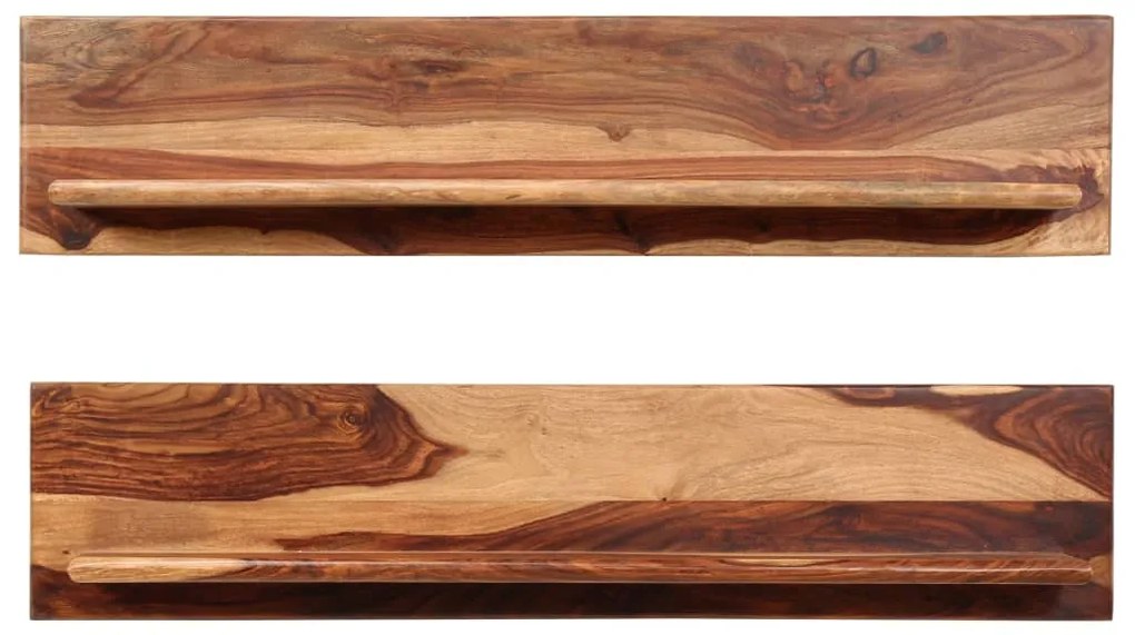 Prateleiras de parede 2 pcs 118x26x20cm madeira acácia maciça