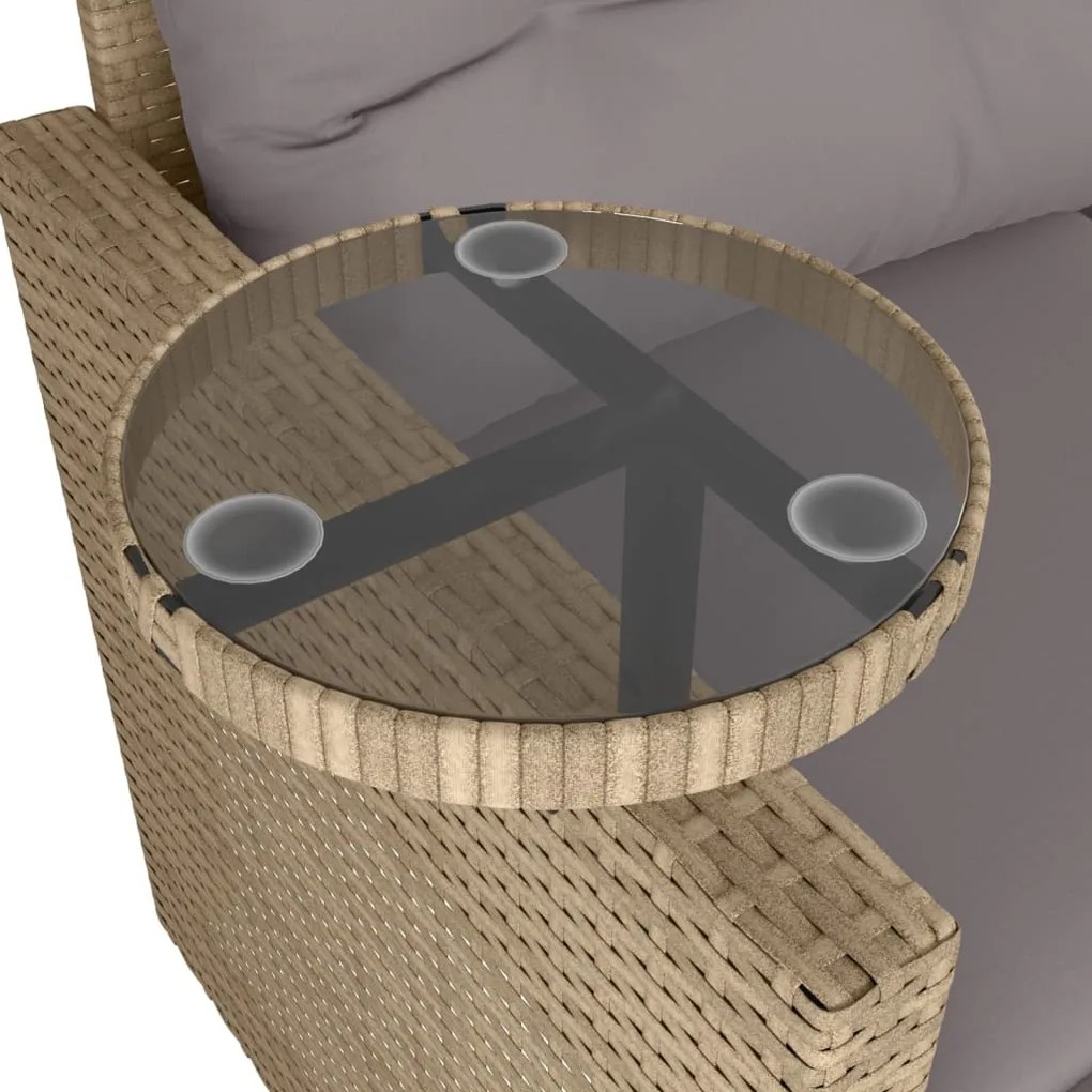 3 pcs conjunto de sofás p/ jardim com almofadões vime PE bege