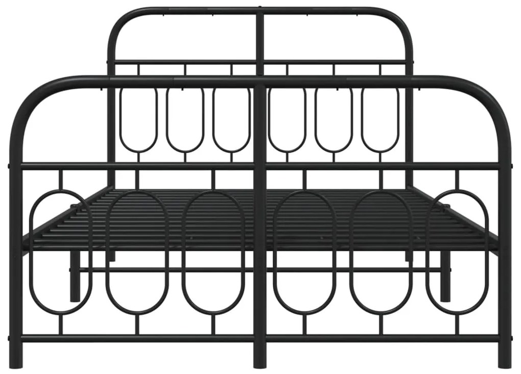 Estrutura de cama com cabeceira e pés 120x200 cm metal preto