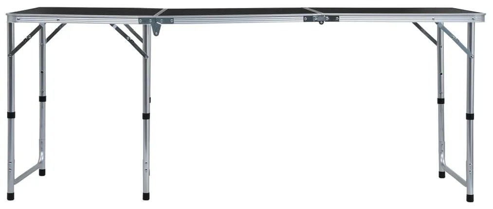 Mesa de campismo dobrável 180x60 cm alumínio cinzento