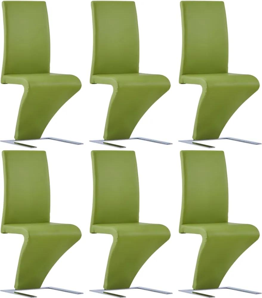 Cadeiras de jantar em ziguezague 6 pcs couro artificial verde