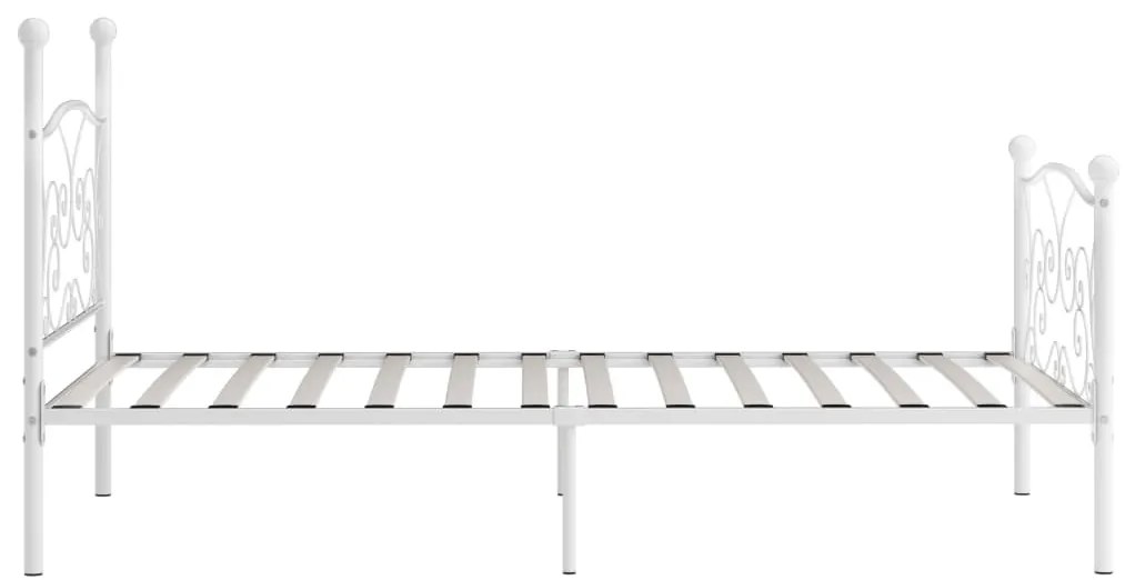 Estrutura de cama com estrado de ripas 90x200 cm metal branco