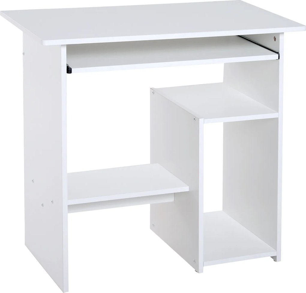 HOMCOM Secretária para Computador com Arrumação Gaveta para Teclado e Suporte para Cpu 80x45x75 cm Branco | Aosom Portugal